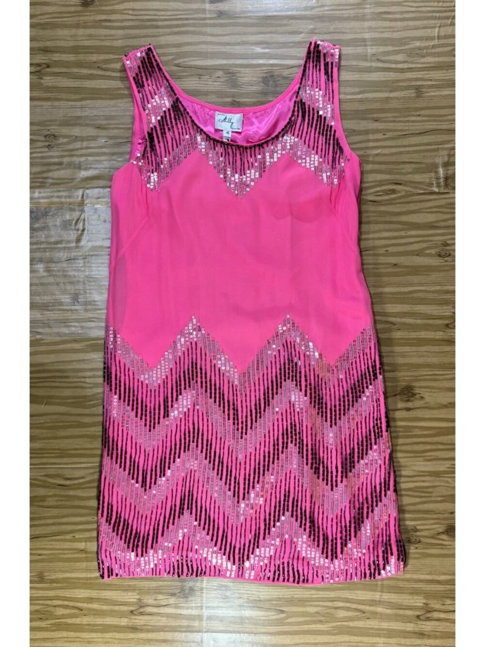 Milly  NYC Joselyn Beaded dress size 4 color Pink NWT mspr $585 made in USA
